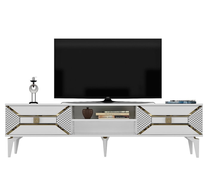 Hanah Home Soporte para TV Yumedi Blanco y Dorado Hanah Home Soporte para TV Yumedi Blanco y Dorado